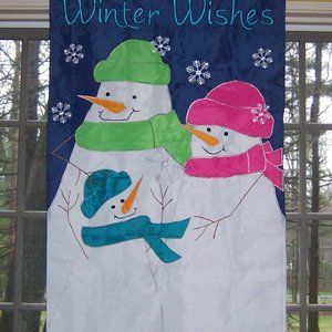 Holiday Snowman "Winter Wishes" Large House Flag
